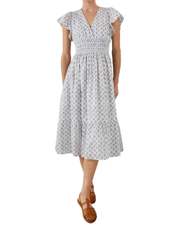 Seona Dress In White Blue Ivy Rocker Chic Fashion