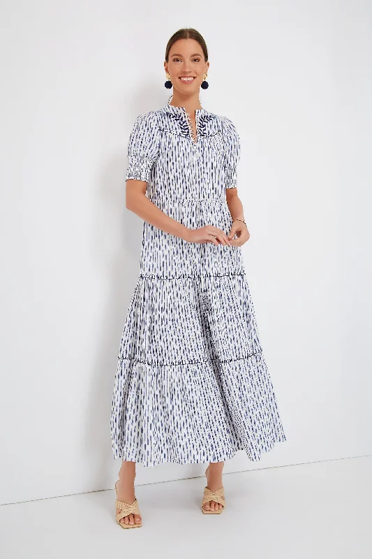 Ikat Blue Tara Dress Woman Clothing