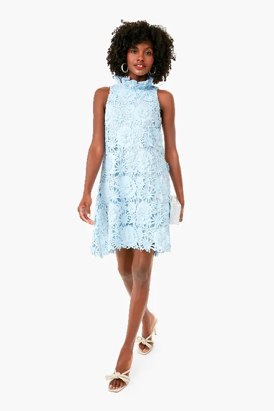 Serenity Blue Guipure Lace Blythe Dress Casual Fashion for Women