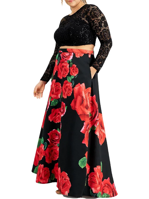 Plus Womens 2PC Lace Evening Dress Sale Clearance