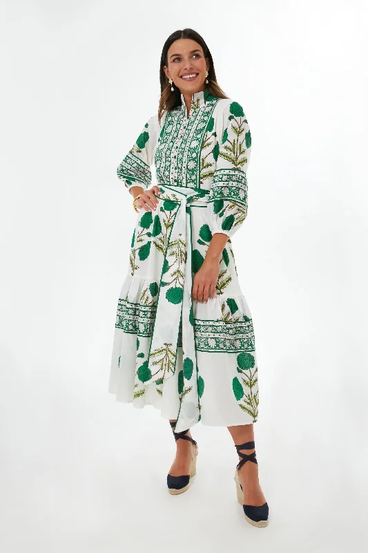 Exclusive Emerald Marigold Flounce Dress Clothing Online