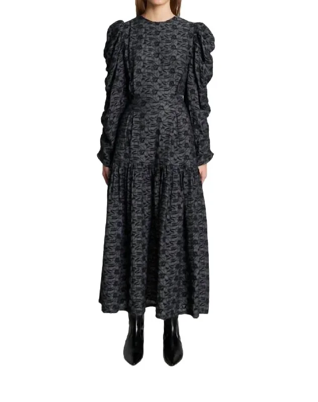 Patti Embroidered Dress In Almost Black Clearance Sale