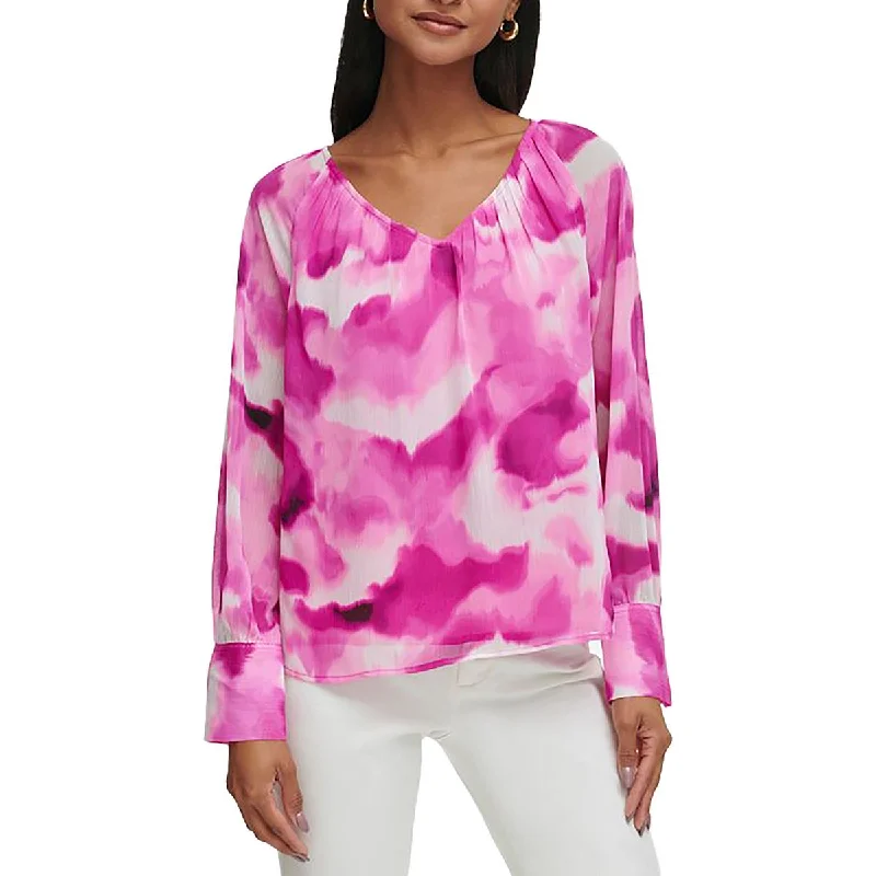 Womens Chiffon Printed Blouse Women's Plus-Size Attire