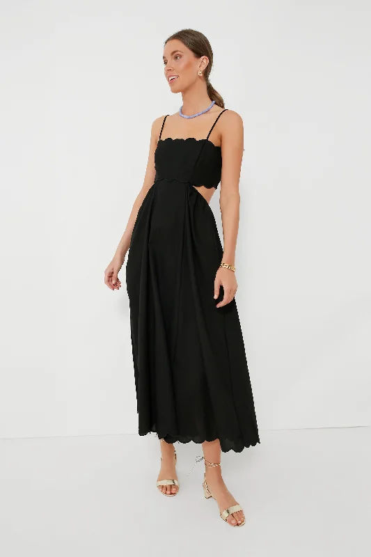 Black Scallop Hem Dress Online Boutique Clothing