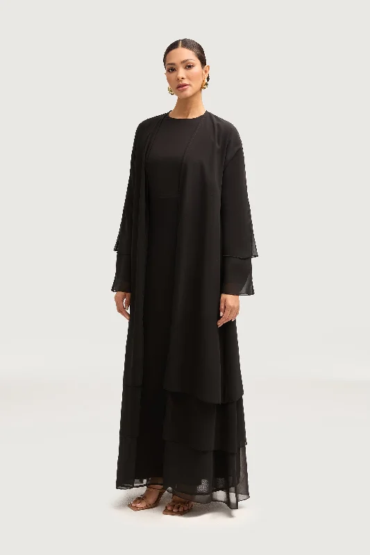 Hawa Two Piece Abaya & Dress Set - Black Women's Clothing Sale