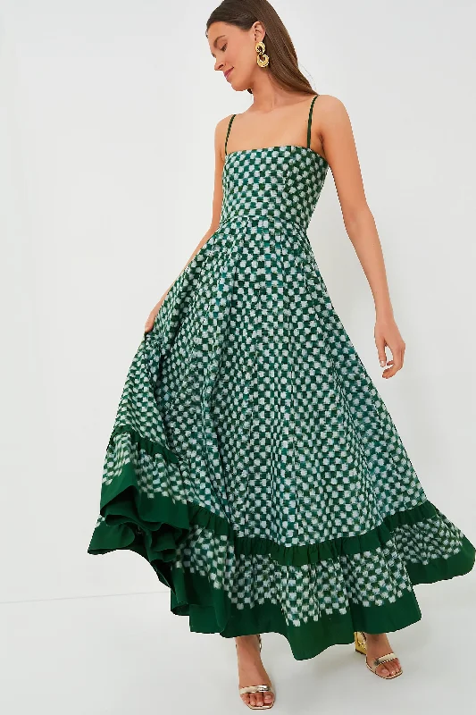 Green Checkmate Dress Designer Women's Fashion Online