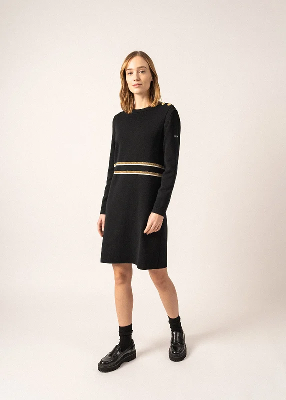 Party wool dress - with lurex stripes (NAVY/ECUME/CHAMPAGNE) Flash Sale Event