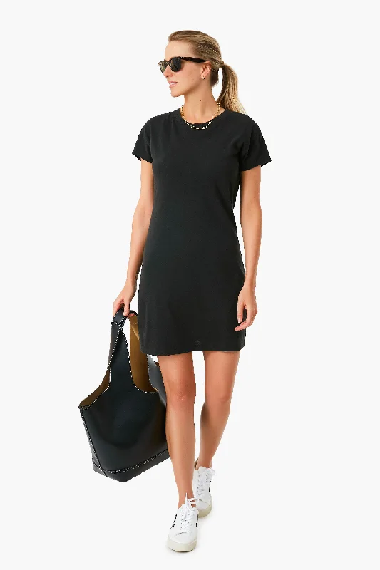 Black Modern Slub Tee Dress Women's Fashion Clothing