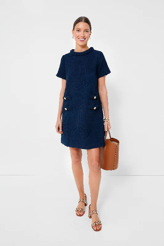 Navy Tweed Jackie Dress Trendy Athleisure Clothing For Women