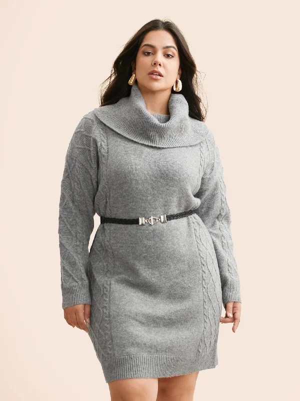 Airy Cozy Cable Knit Wool Sweater Dress Women's Clothing Stores