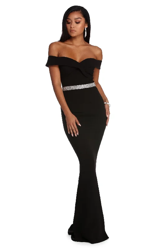 Irene Formal Studded Jewel Dress Women's Evening Wear Outfit