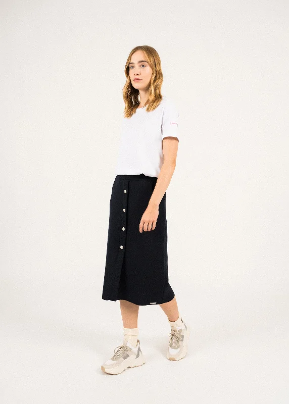 Ile Lacroix Buttoned Wool Skirt - SAINT JAMES x Romain Brifault (NAVY) Exclusive Discount