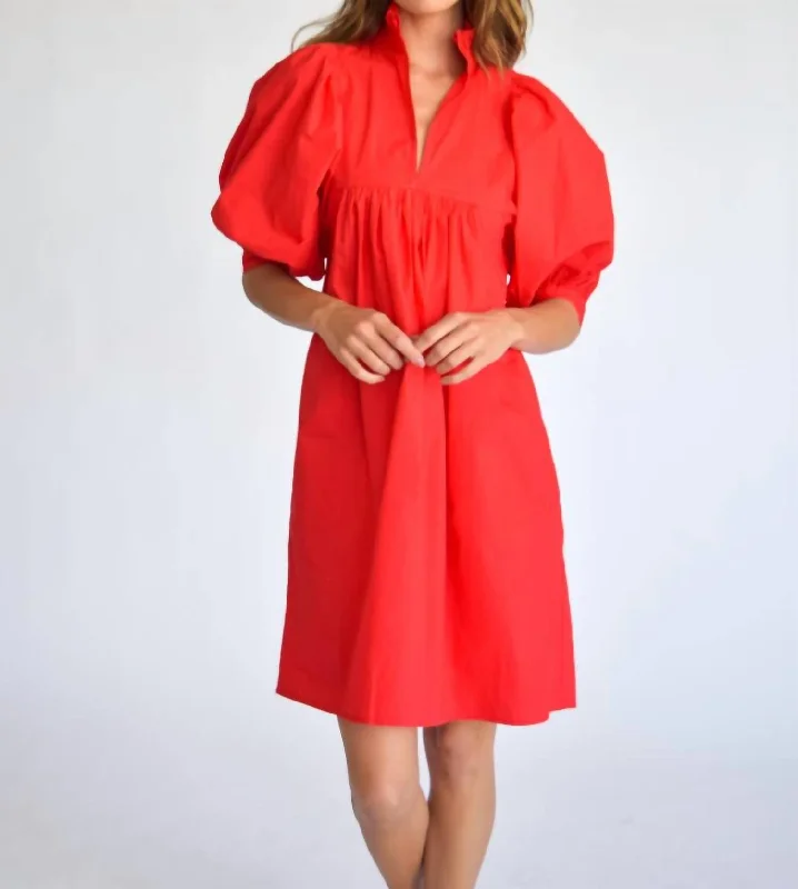 High Neck Dress In Red Casual and Comfortable Outfits