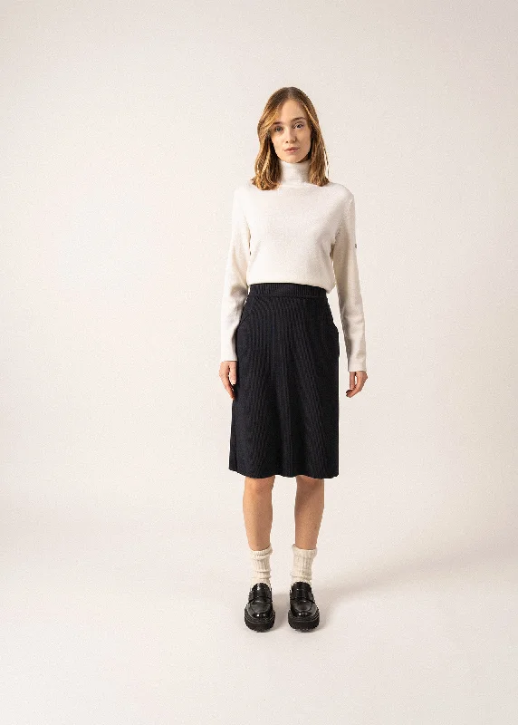 Artigues Straight Wool Skirt - in ribbed fabric (NAVY) Exclusive Online Sale