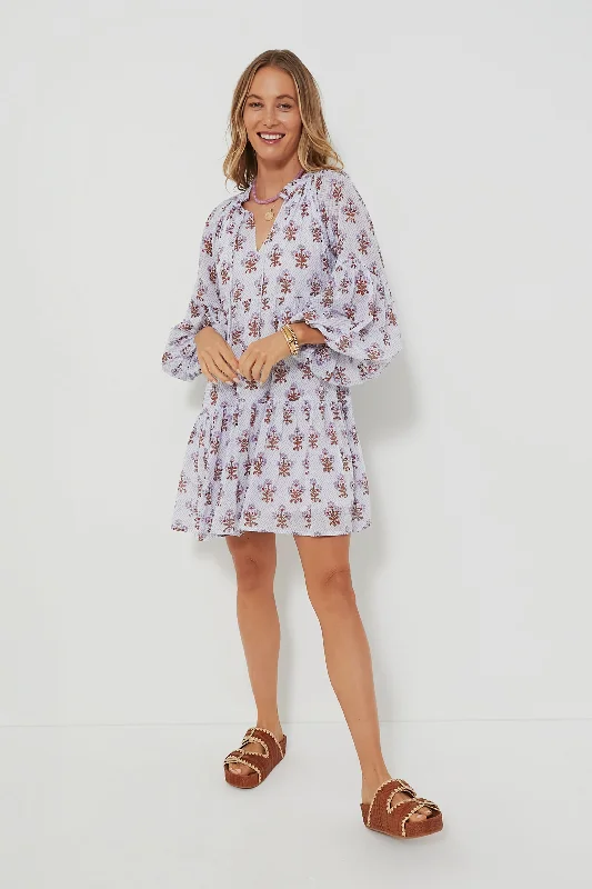 Lavender Atherton Balloon Sleeve Short Dress Casual Wear