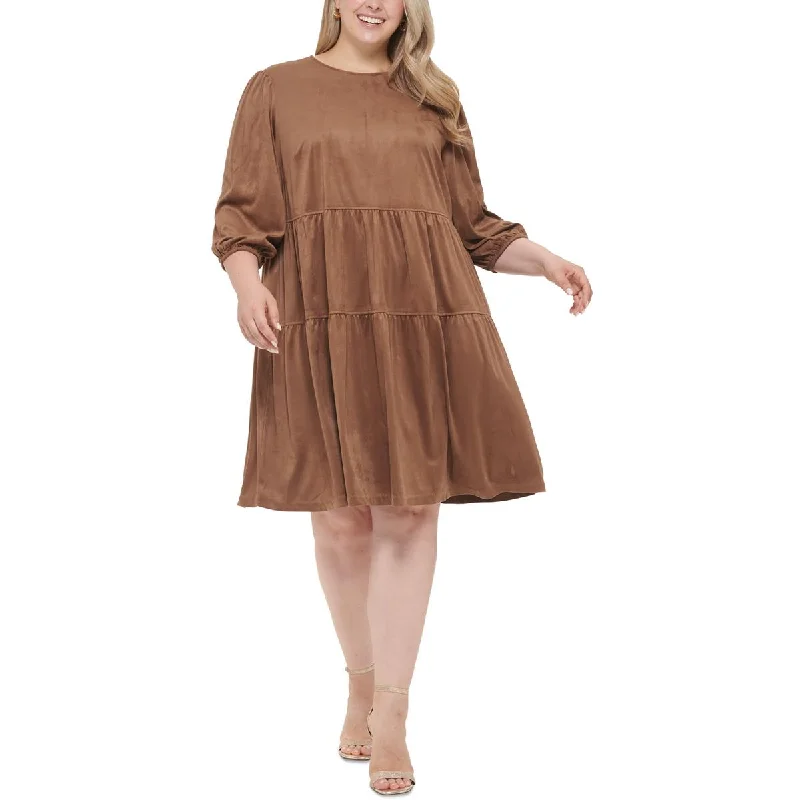 Plus Womens Faux Suede Shift Dress Women's Seasonal Garments