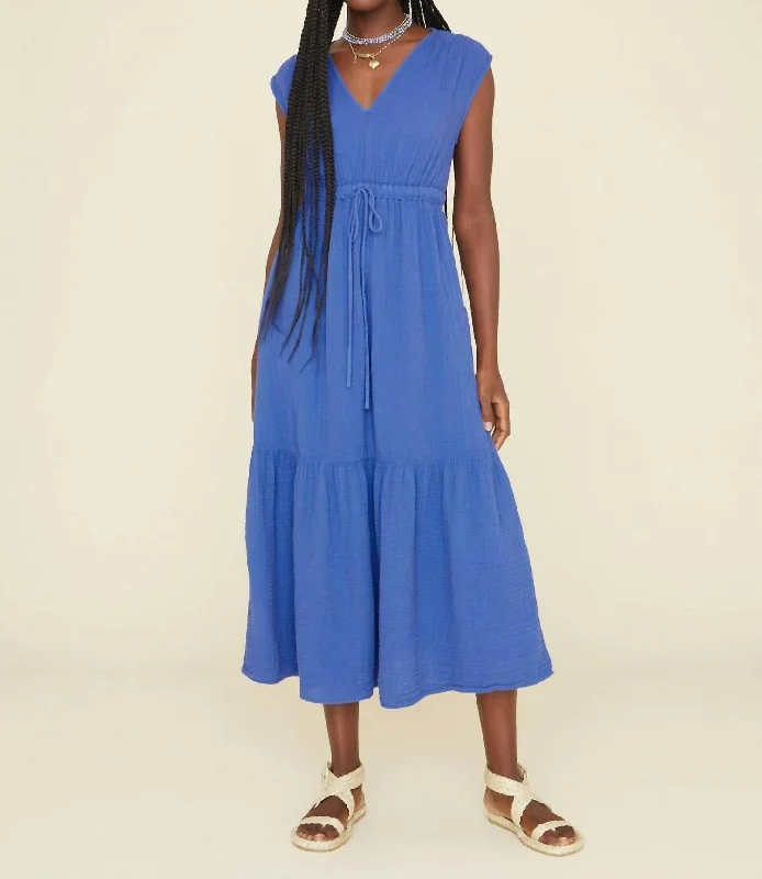 Rosalie Dress In Blue Billow Women's Luxury Attire