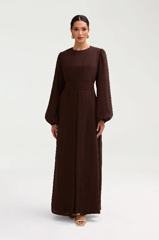 Najma Chiffon Abaya & Dress Set - Cocoa Brown Clothing For Women