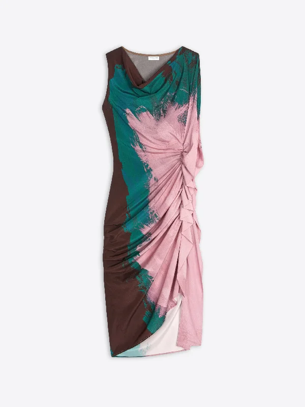 Printed draped dress Limited Time Offer