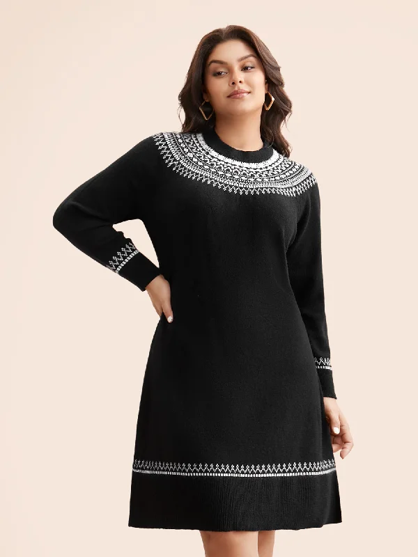 Supersoft Essentials Geo-embroidery Fair Isle Fitted Sweater Dress Women's Clothing Brands