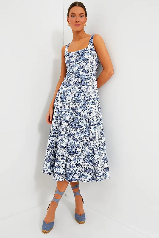 Blue Toile Wells Dress Exclusive Women's Fashion Collection