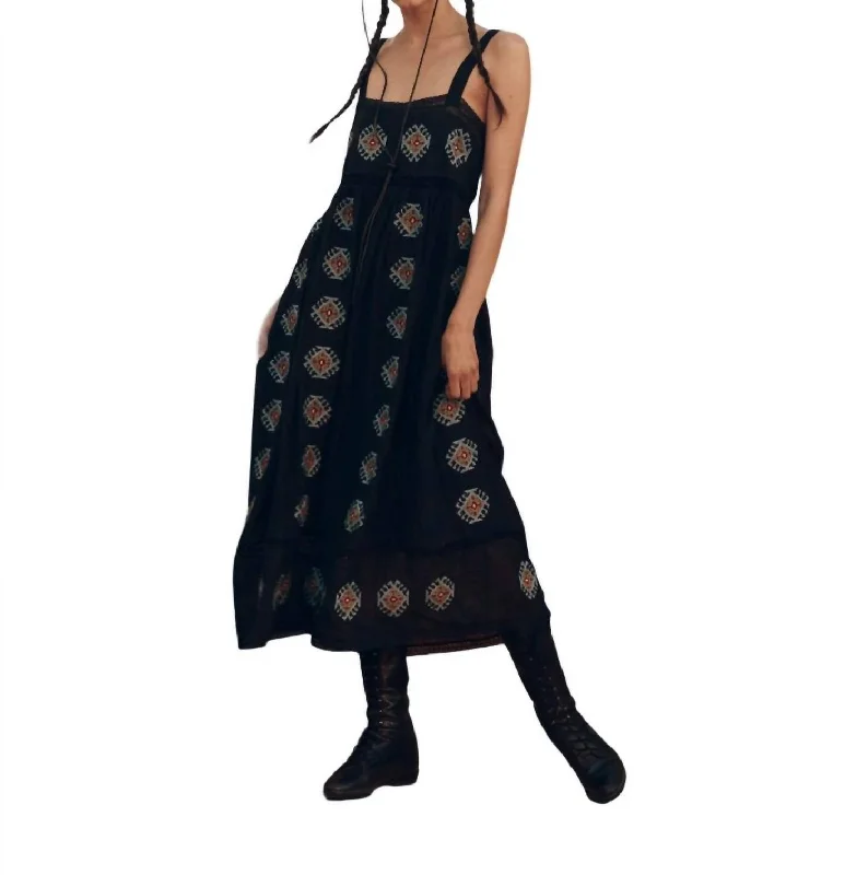 Roam Dress With Folklore Embroidery In Black Best Online Clothing Boutiques