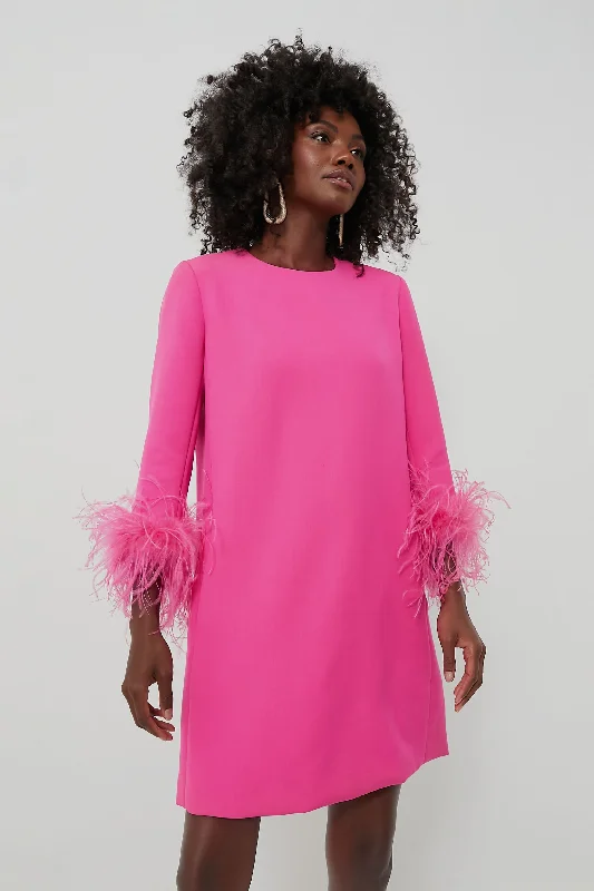 Hot Pink Feather Mod Mary Dress Casual Clothing For Women