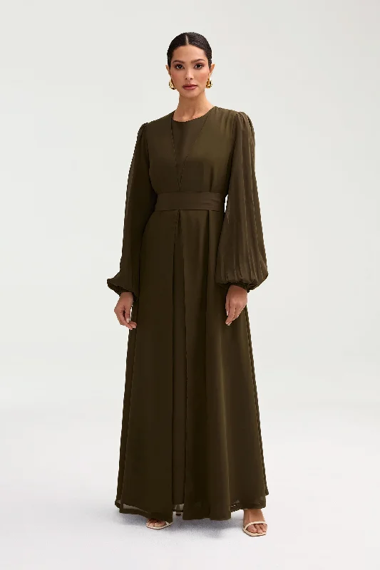 Najma Chiffon Abaya & Dress Set - Olive Online Shopping Boutiques