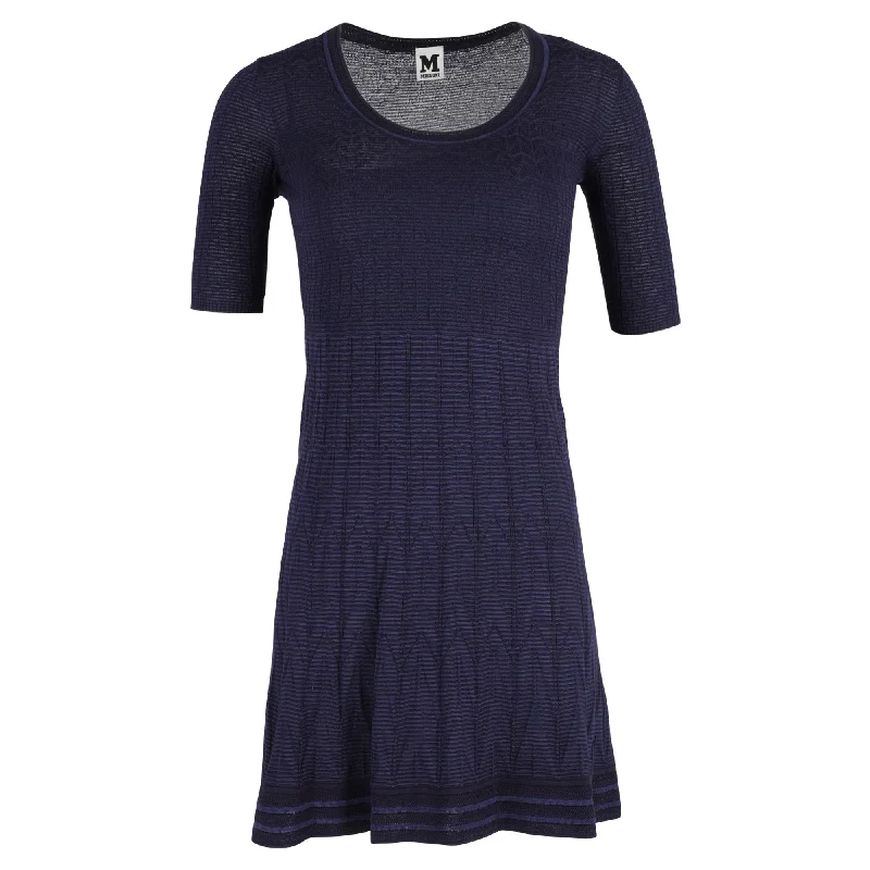 Missoni A-Line Dress in Navy Blue Wool Women's Clothes For Outdoor Events