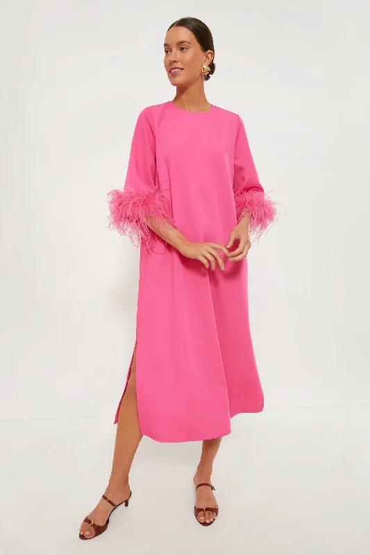 Hot Pink Feather Jamie Dress Plus-Size Women's Clothing