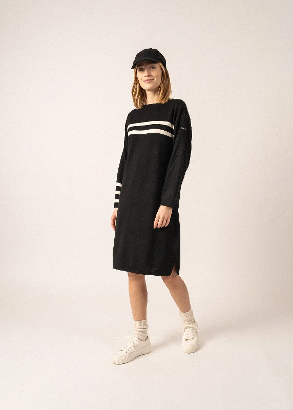 Nuage Striped Wool Dress - SAINT JAMES x Isabelle Ballu (NOIR/ECUME) VIP Member Discount