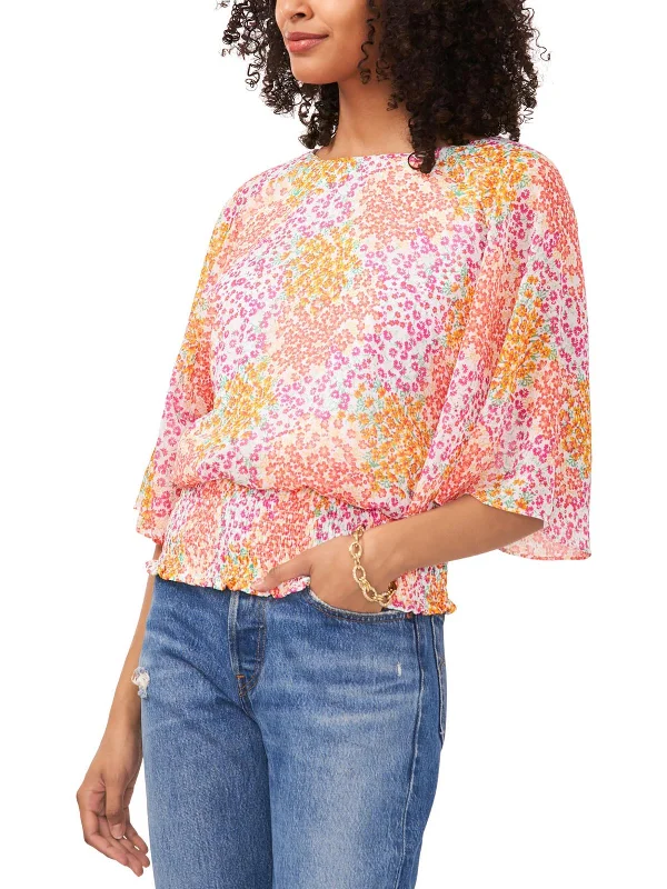 Womens Floral Print Chiffon Blouse Women's Trendy Garments