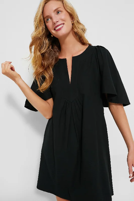 Black Finley Flutter Sleeve Dress Women's Holiday Outfit