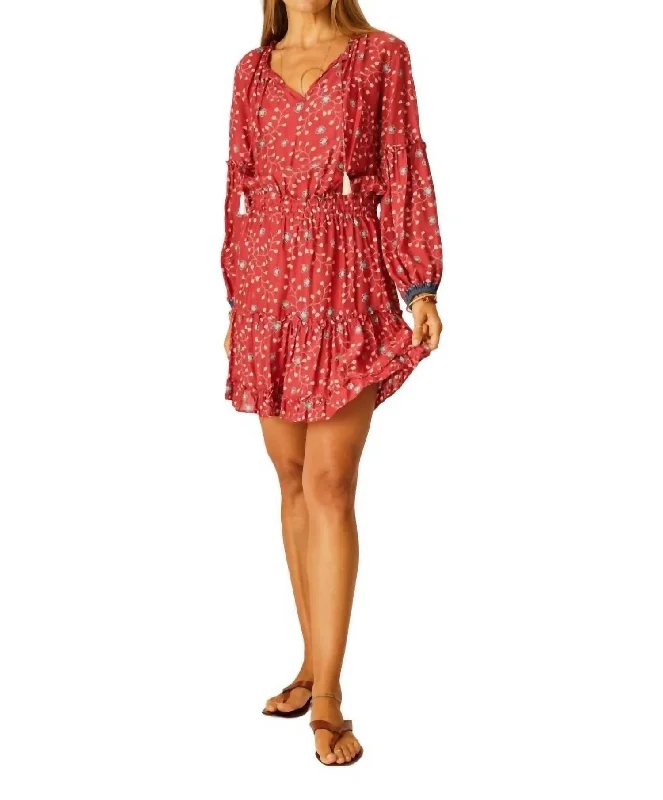 Maggie Dress In Pinwheel Barn Red Women Wear Online