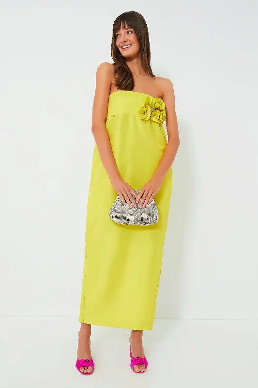 Neon Yellow Rosseta Dress Comfortable Women's Clothing