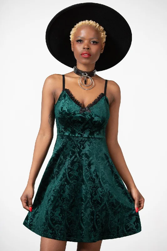 Mistress Of Mayhem Skater Dress [EMERALD] Women's Transitional Apparel