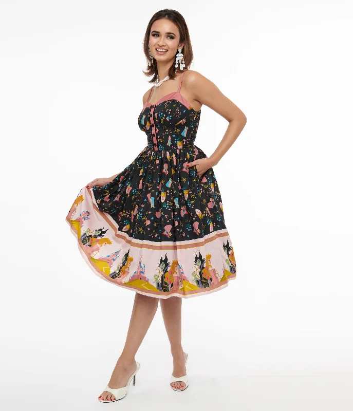 Disney Princess collection by Unique Vintage Sleeping Beauty Print Swing Dress Best Online Clothing Boutiques