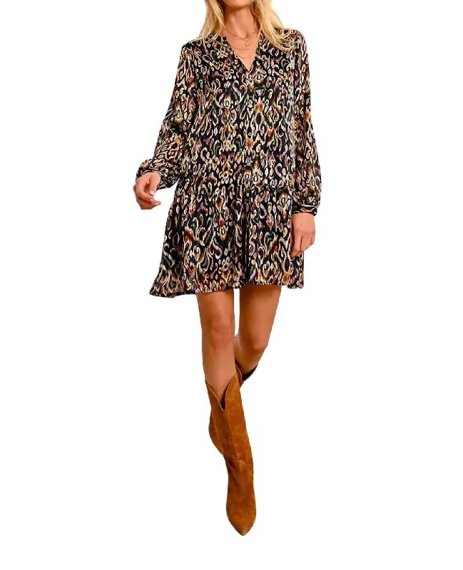 Falling For Bordeaux Print Dress In Navy Melly Women's Occasion Wear Clothes