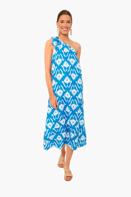 Exclusive Ikat Blue Water Lilly Dress Stylish Everyday Clothing