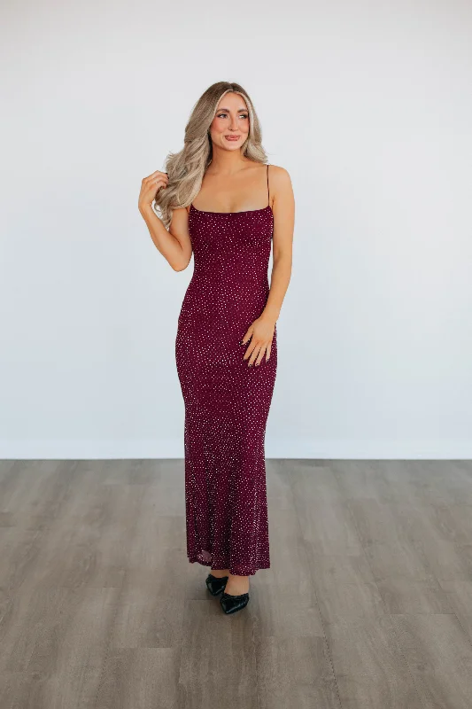 Rising To The Occasion Dress - Wine Women's Evening Wear Outfit