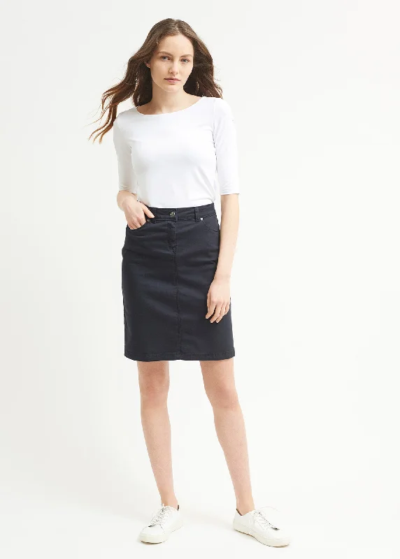 Elfy regular skirt - in coloured denim (NAVY) Online Boutiques Affordable