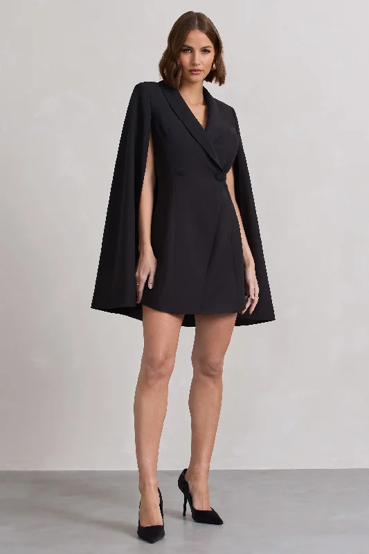 Suri | Black Tailored Cape Blazer Dress Women's Professional Apparel