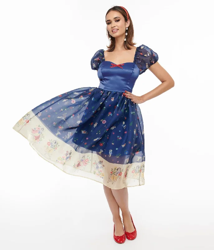 Disney Princess collection by Unique Vintage Blue Snow White Print Sweetheart Dress Best Online Boutiques For Women