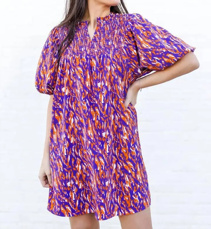 Amelia Dress In Tiger Tail Purple Online Clothing Stores