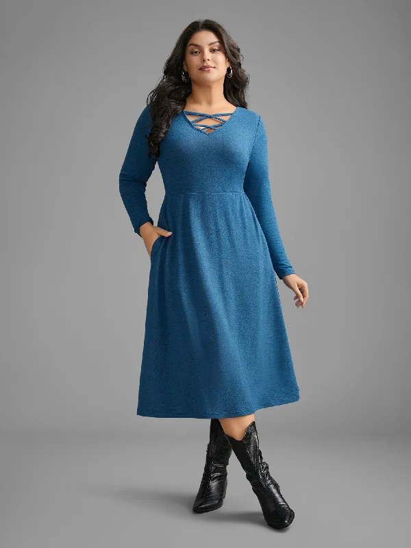 Plain Crisscross Pocket Knit Dress Bundle Offer