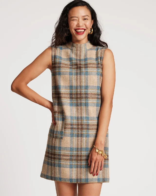 Ellen Wool Shift Dress Stewart Plaid Affordable Women's Apparel