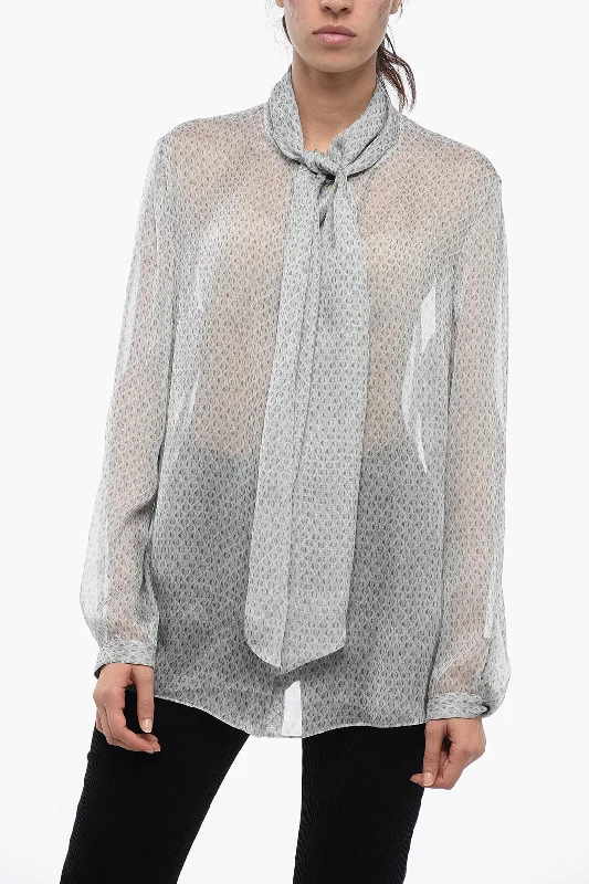 Armani Emporio Chiffon Blouse With Self-Tie Detail Women's Fashionable Attire For Work