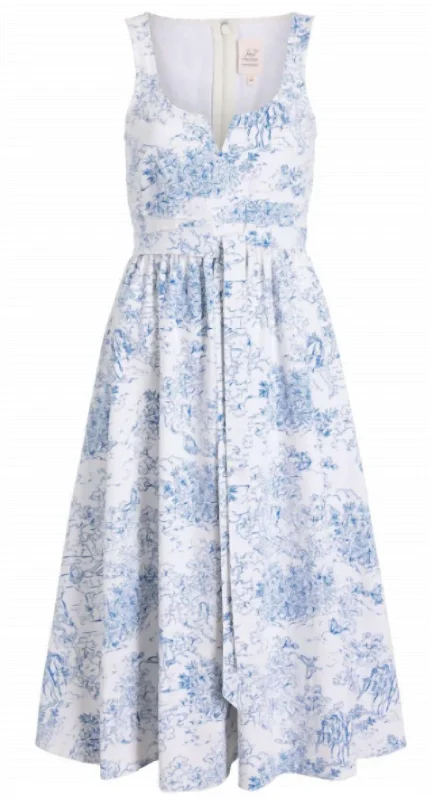 Etoile Ebba Dress In White/blue Elegant Women's Clothing