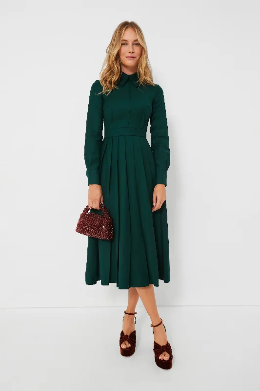 Emerald Green Maram Flanella Dress Women's Outerwear Clothing