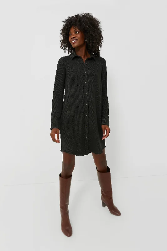 Heathered Black Twill Legend Sweater Dress Women's Evening Clothing